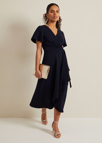 Phase Eight Petite Julissa Wrap Dress Navy USA | 3910475-XA